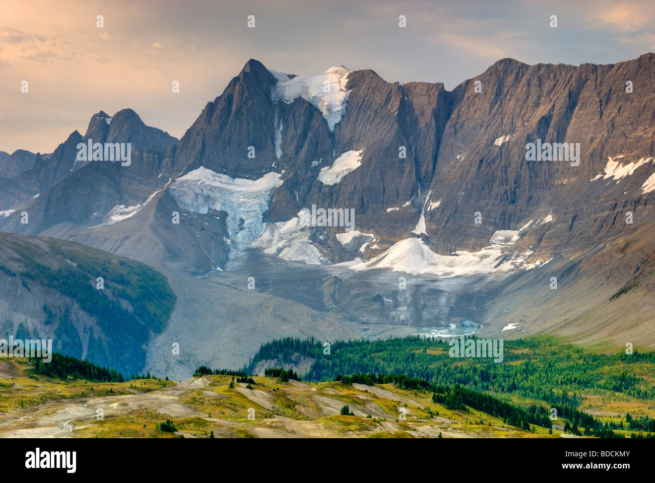 Tumbling Glacier left and the Rockwall from Rockwall Pass Kootenay