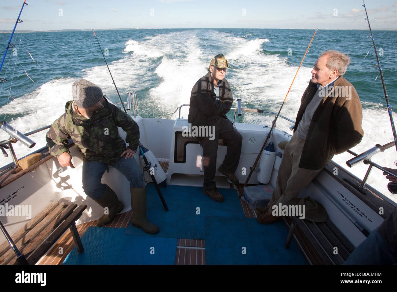 Sea fishing on the Sea Fox charter boat Portsmouth England Stock Photo