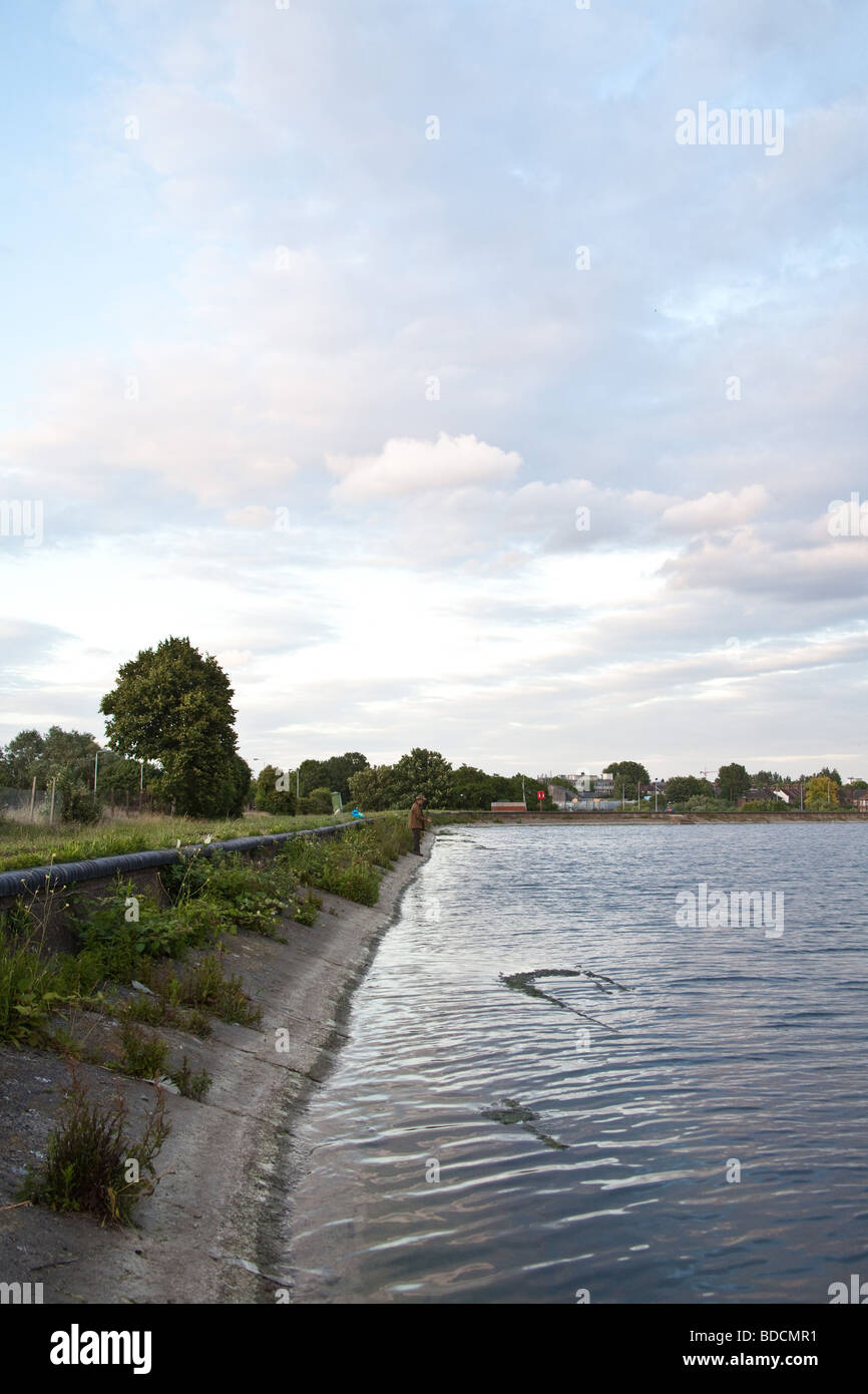 Fly fishing at Walthamstow Reservoirs London England Stock Photo Alamy