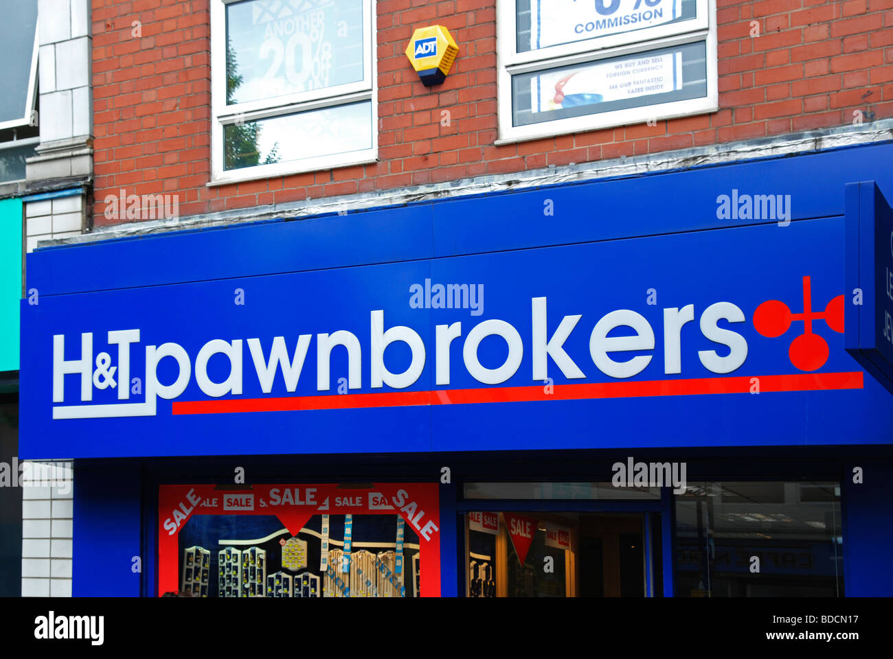 the front sign of a pawnbrokers shop in st.helens, lancashire, uk Stock Photo