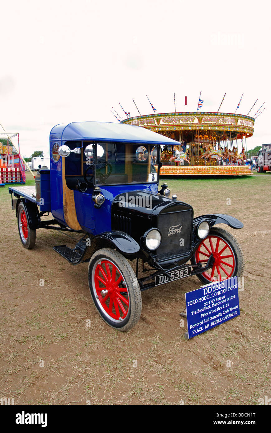 an old restored ' model T ford truck ' at a vintage car rally in cornwall, uk Stock Photo