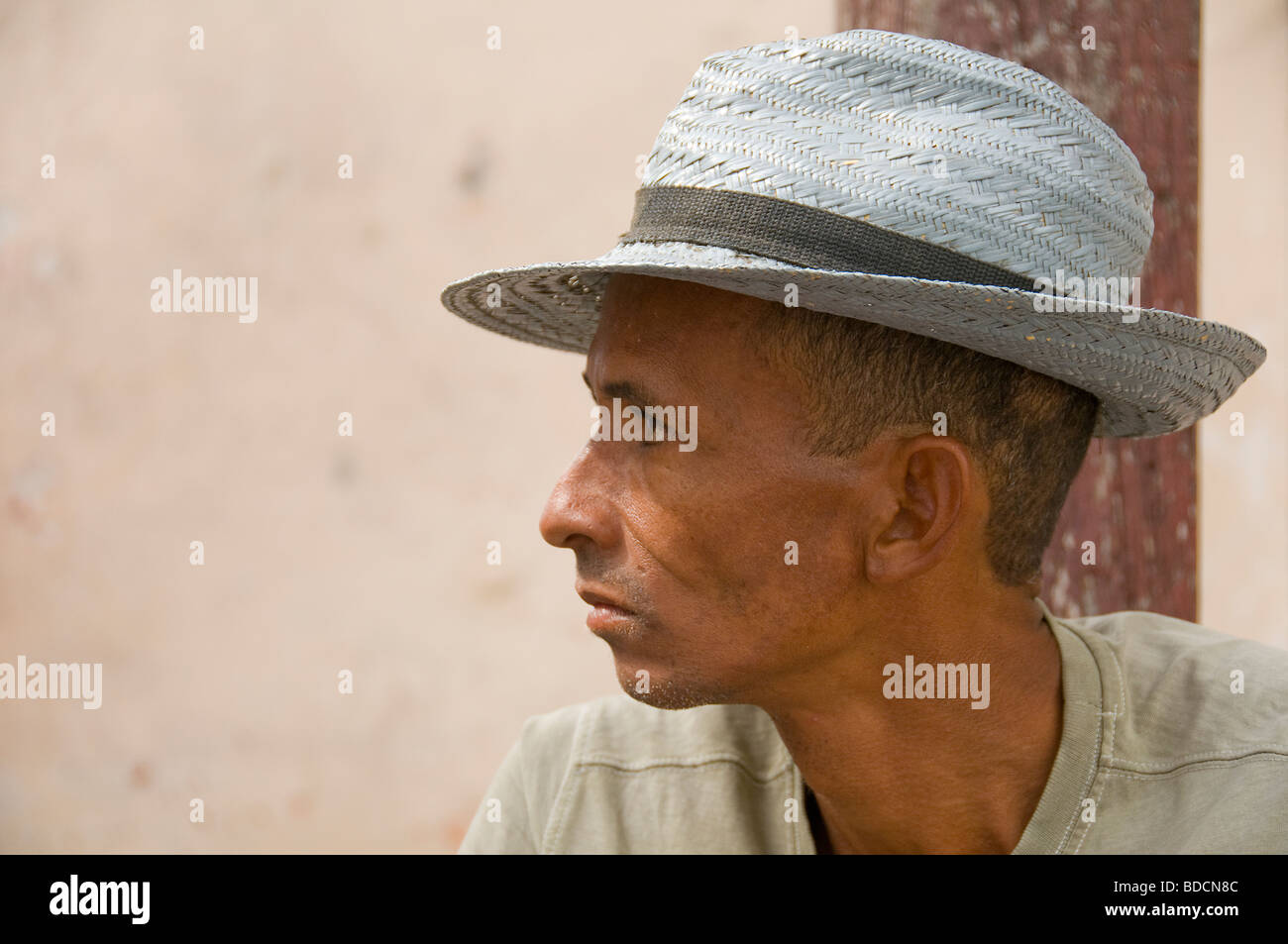 An apparently despondent man photographed near the main square in the town of Sancti Spiritus, Cuba. Stock Photo