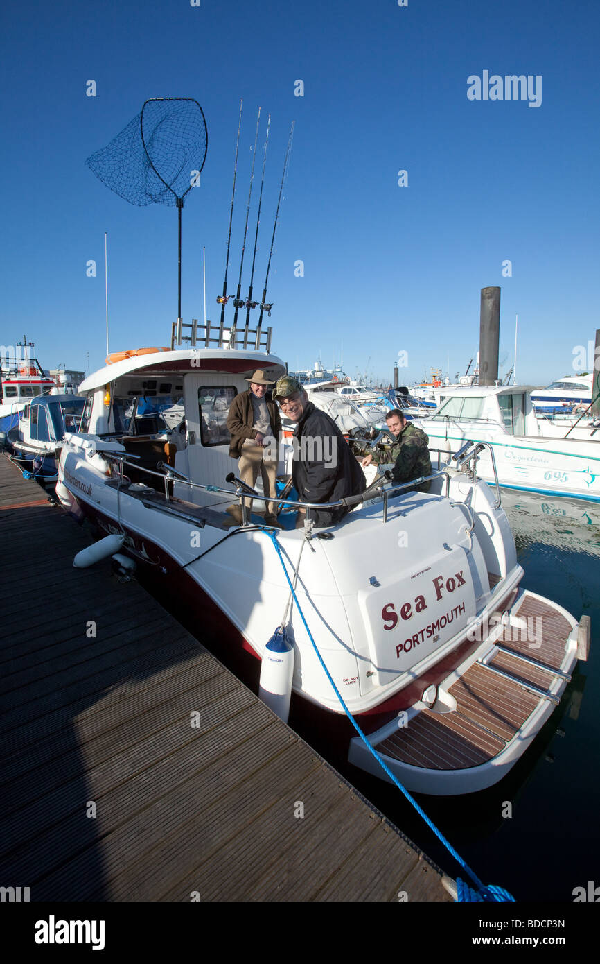 Fishing on the Sea Fox charter boat, from Portsmouth, England. Stock Photo