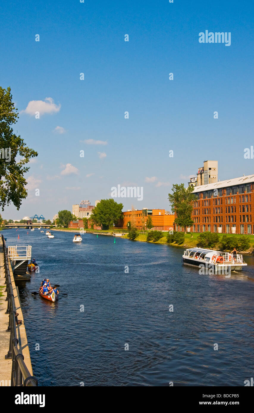 Excursion boat sightseeing along Canal Lachine Montreal Canada Stock