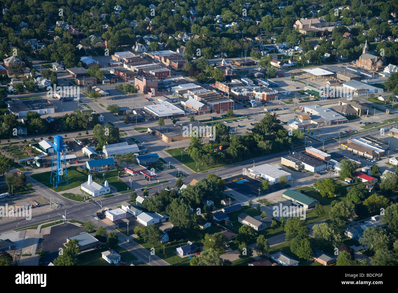 aerial view of Cresco, Iowa Stock Photo