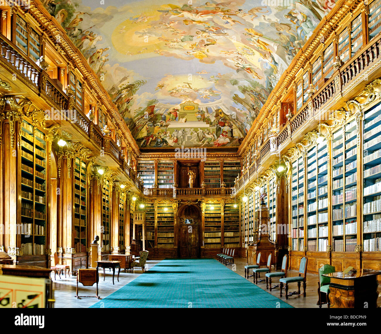Interior of the Strahov Library in Prague Stock Photo