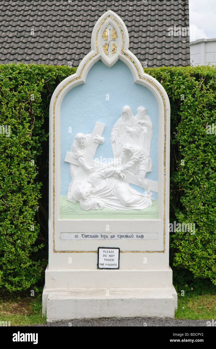 9th Station of the Cross, Knock Basilica, Ireland Jesus falls the third time Stock Photo Alamy