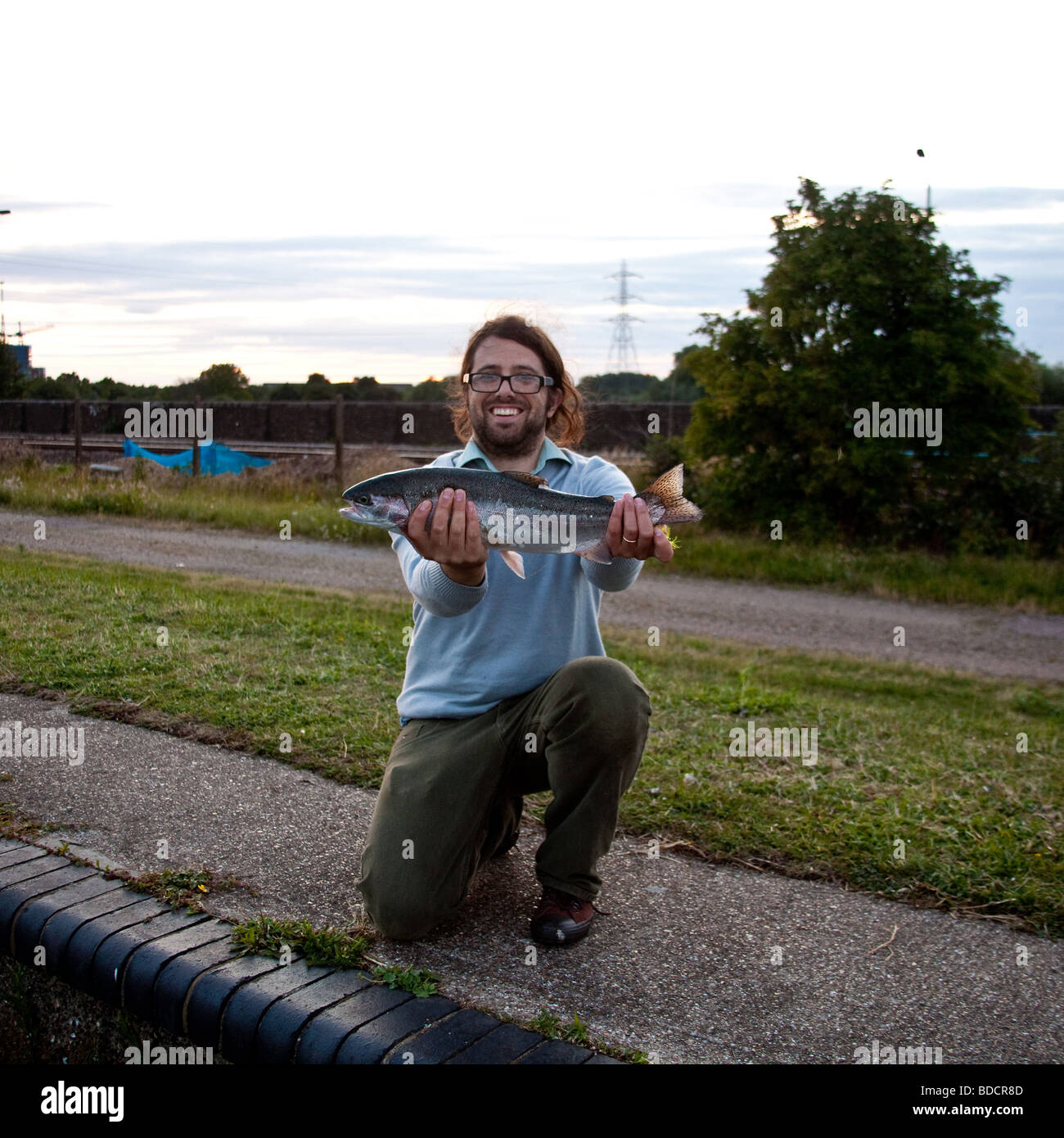 Fly fishing at Walthamstow Reservoirs London England Stock Photo Alamy