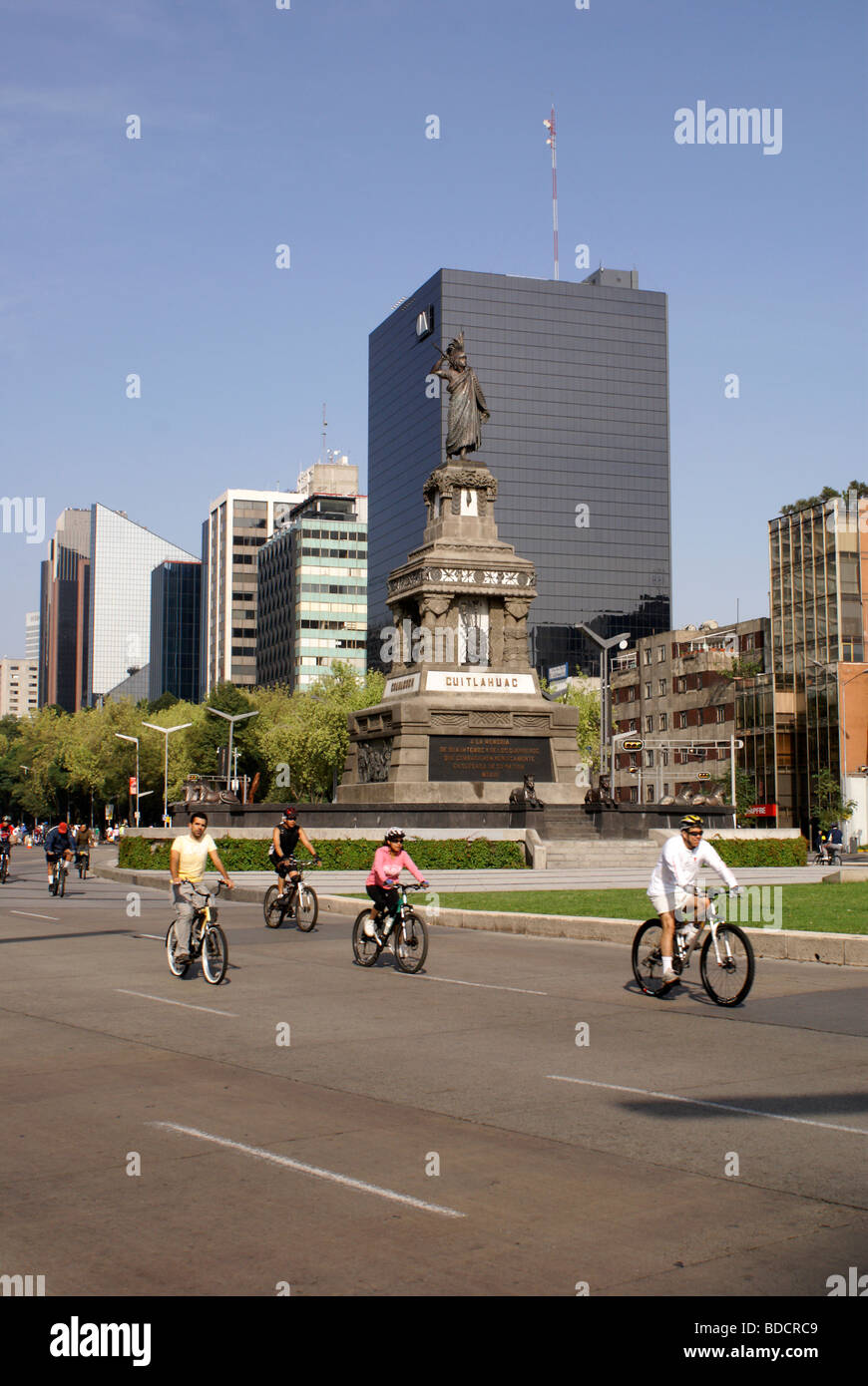 Bicyclists on Paseo de la Reforma Mexico City Stock Photo