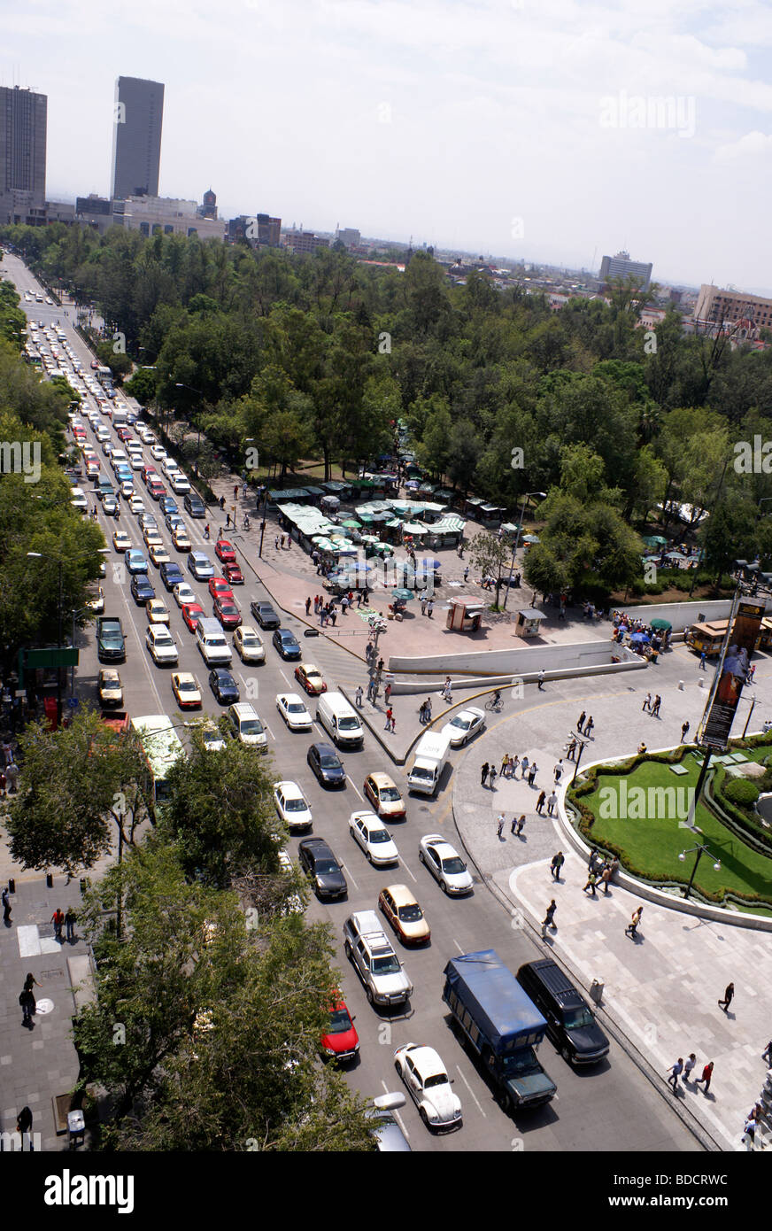 Traffic congestion on Avenida Juarez in downtown Mexico City Stock Photo