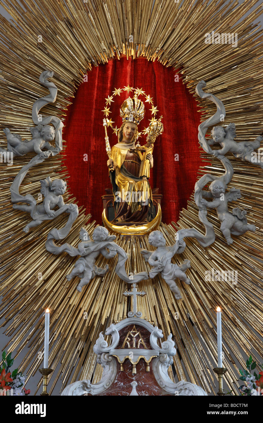 Mercy image on the main altar, Wiltener Pfarrkirche parish church, Innsbruck-Wilten, Tyrol, Austria, Europe Stock Photo