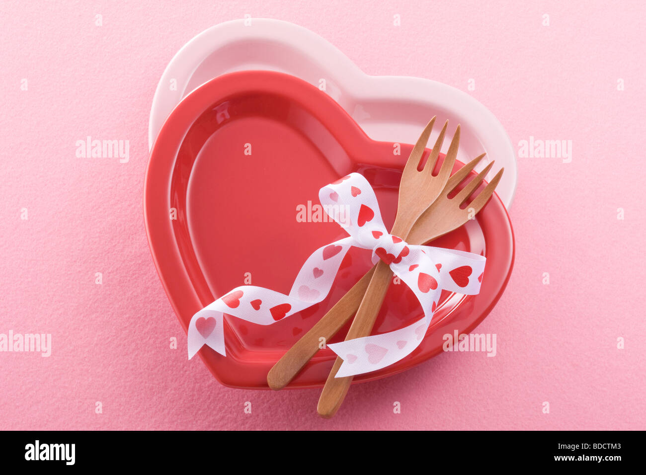 Heart shaped plate and fork Stock Photo