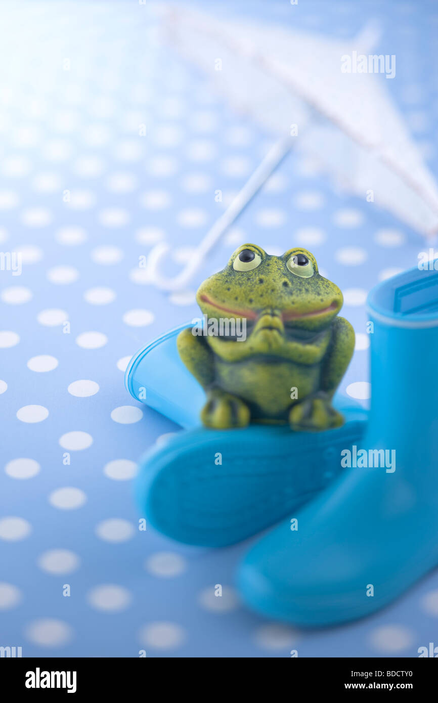 Frog ornament and rain boots Stock Photo - Alamy