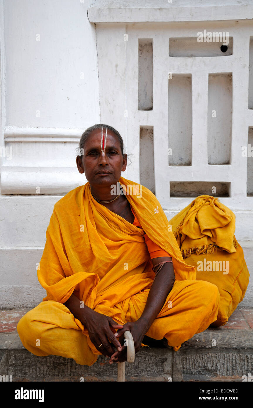 friendly Sadhu hindu hindi holy man saffron robes robe clothing  Pashupatinath Temple Kathmandu Valley Nepal Stock Photo - Alamy