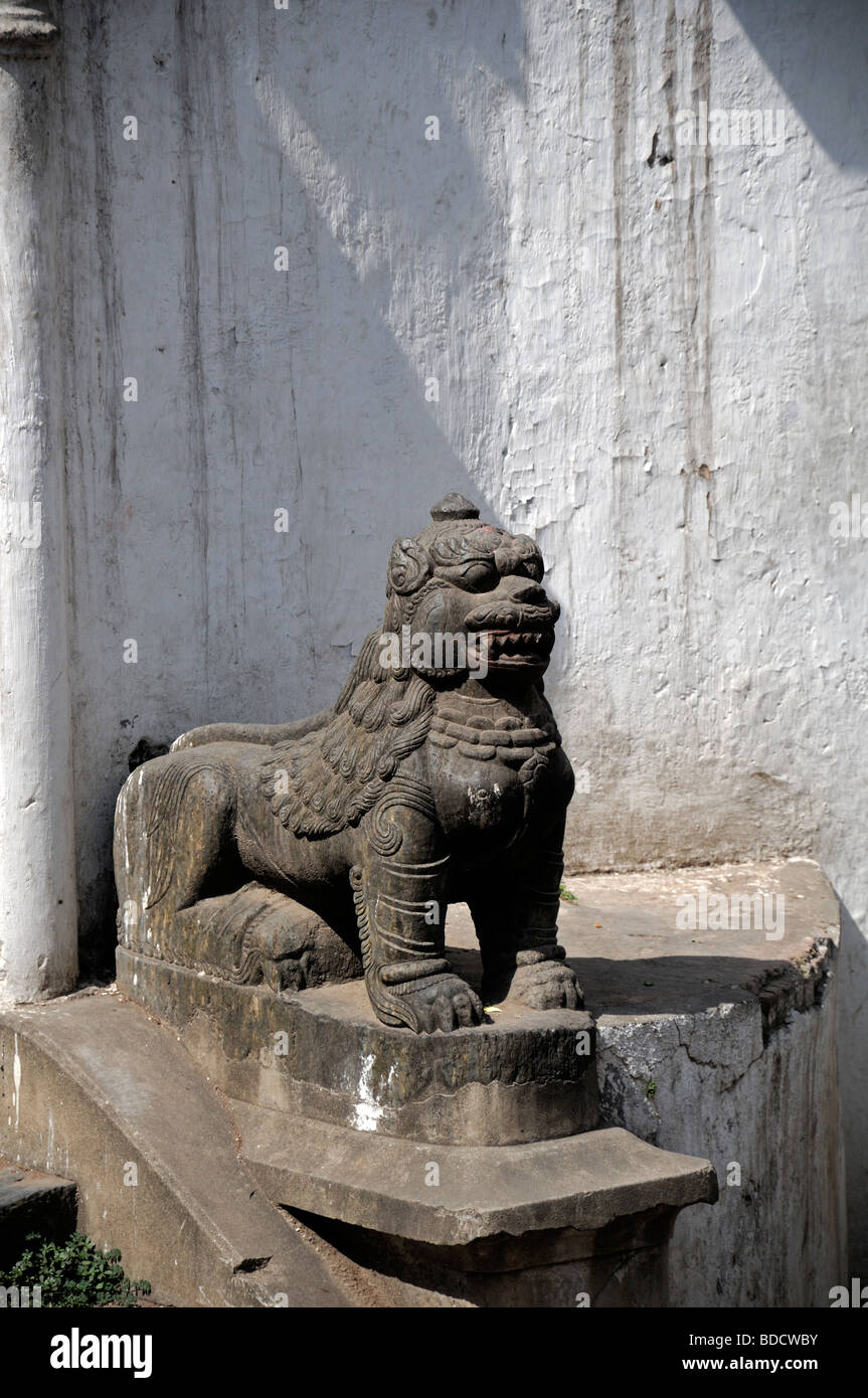 Pashupatinath Kathmandu Nepal detail closeup art religion lion statue symbolism Stock Photo