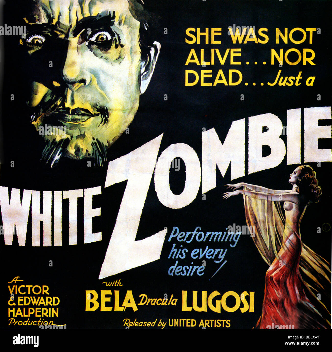 WHITE ZOMBIE - Poster for 1932 American Securities film with Bela Lugosi Stock Photo