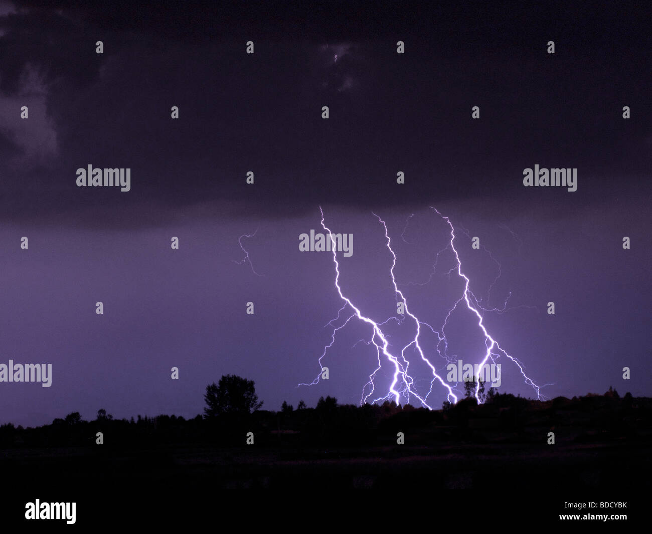Lightning at night Stock Photo