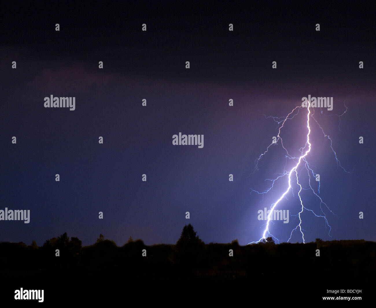 Lightning at night Stock Photo