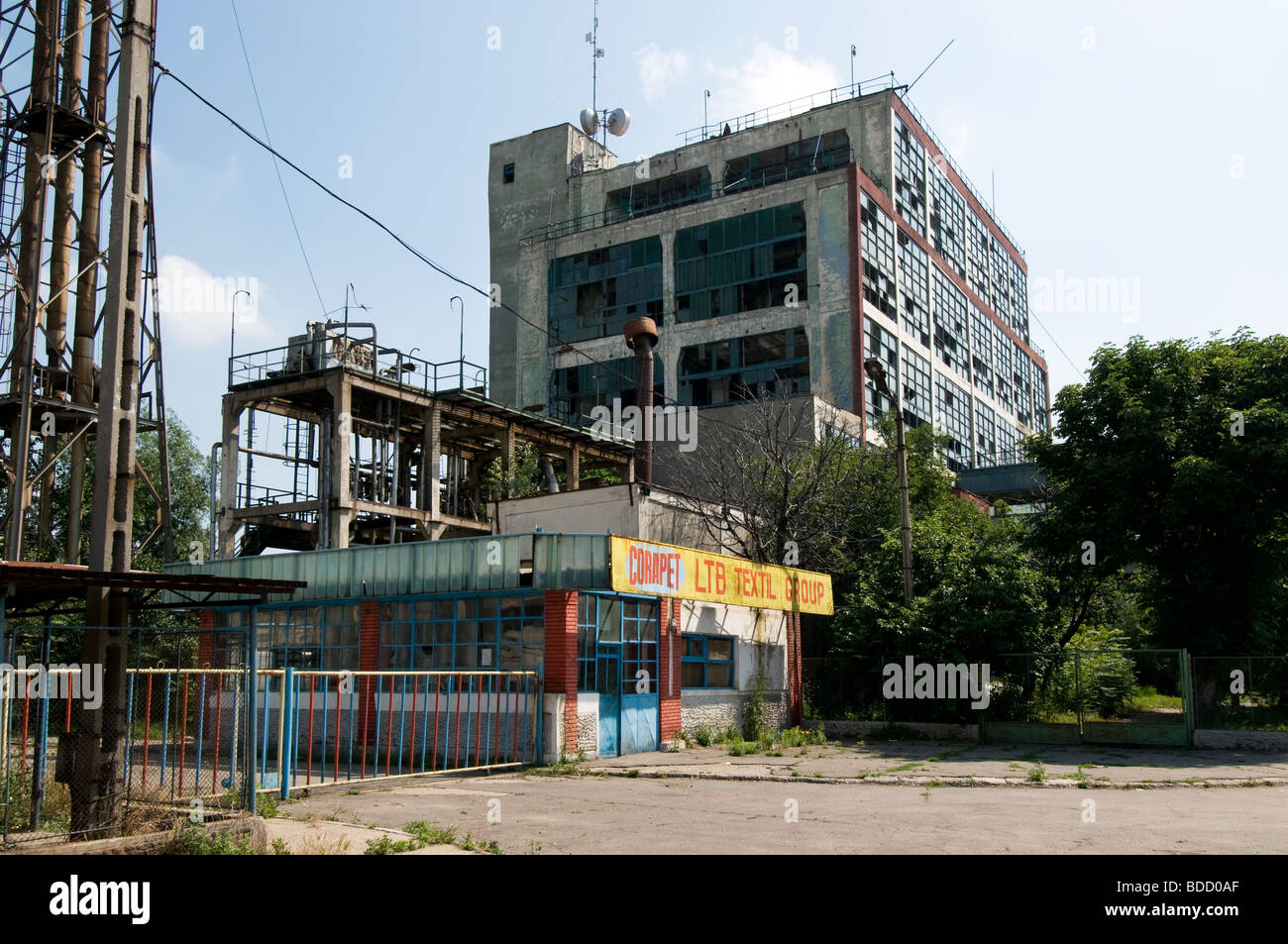 Textile factory in Romania some ten years after being closed. Production being outsourced to China Stock Photo