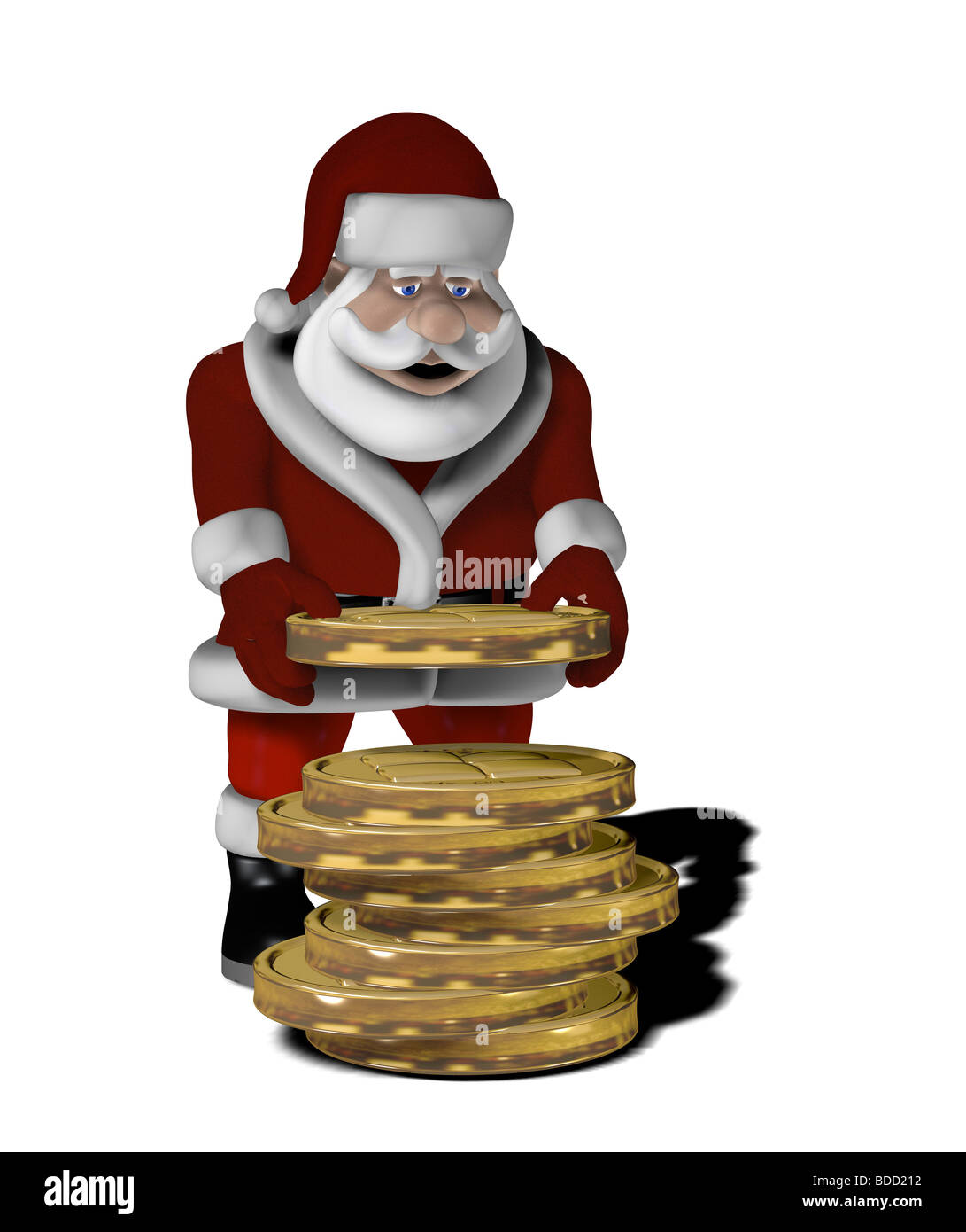 Santa Claus with coins christmas business Stock Photo