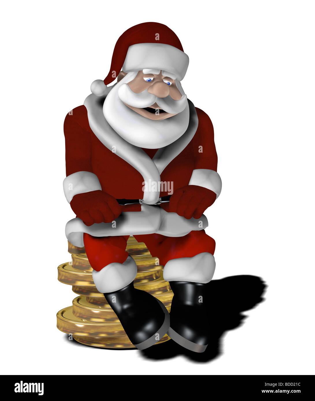 Santa Claus with coins christmas business Stock Photo
