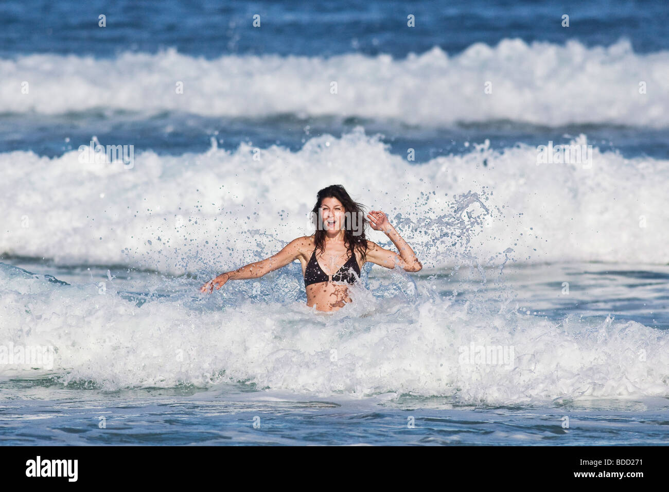 Model in bikini on cold hi-res stock photography and images - Alamy