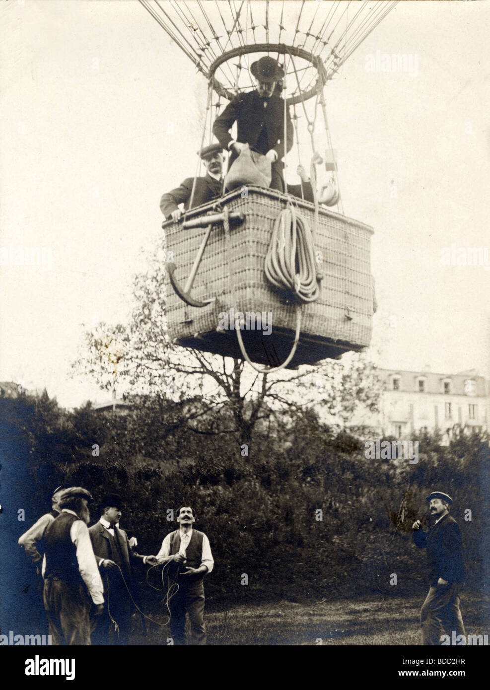 Balloon Ascension, Paris, 1906 Stock Photo