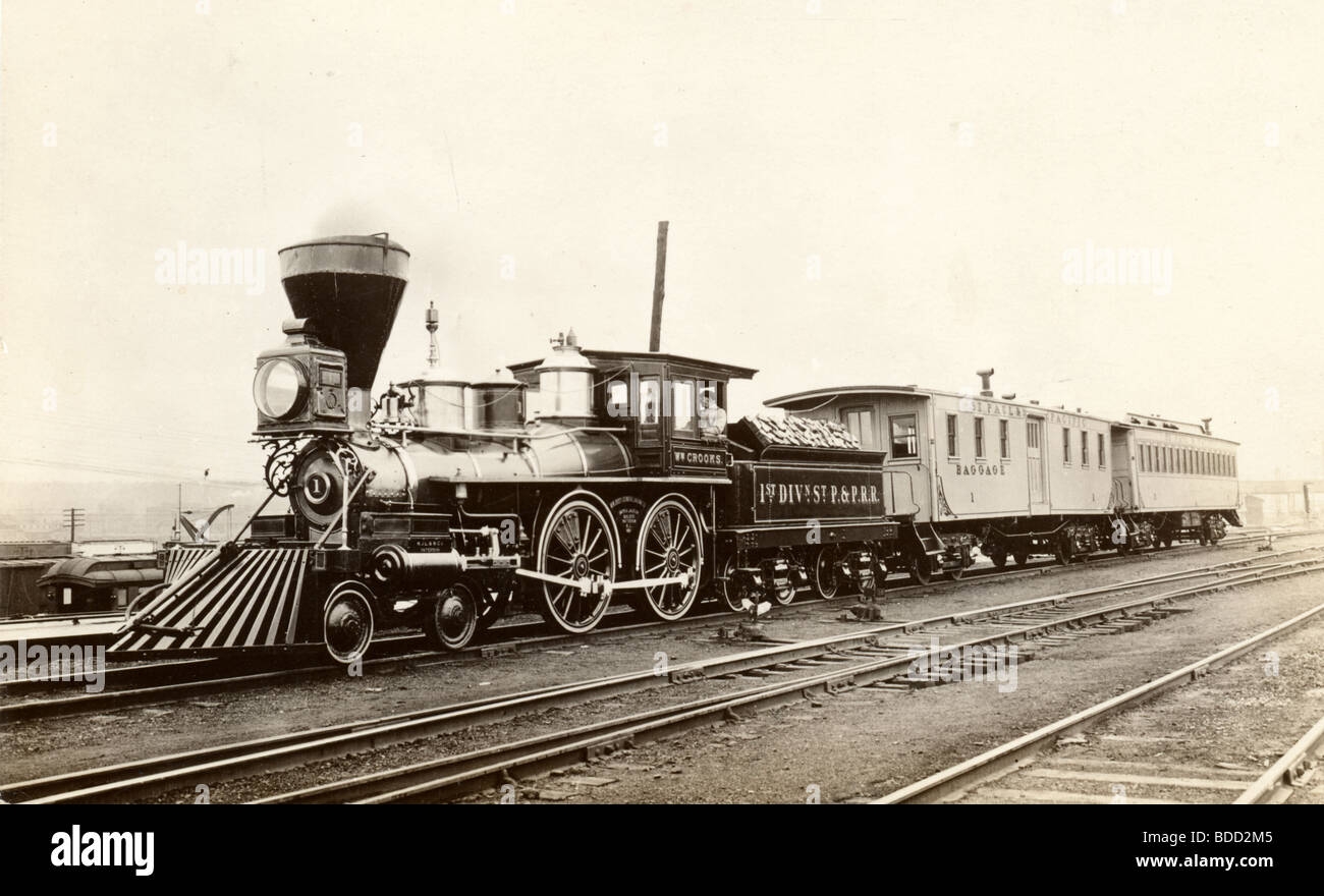 Ancient Locomotive & Railroad Train Stock Photo