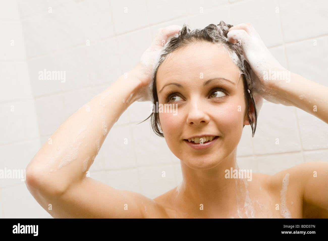 Teen taking shower