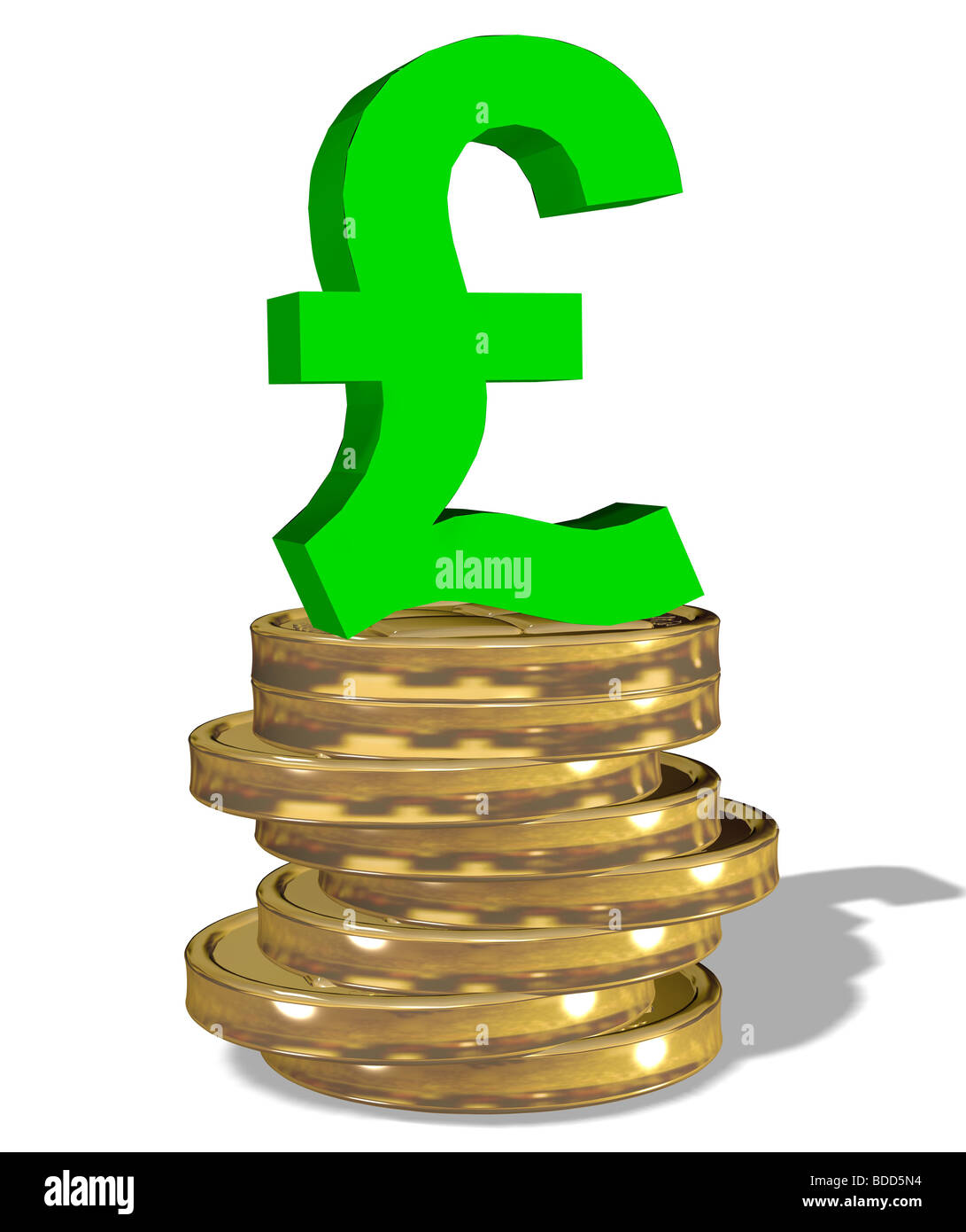 pound sign on a stack of coins Stock Photo