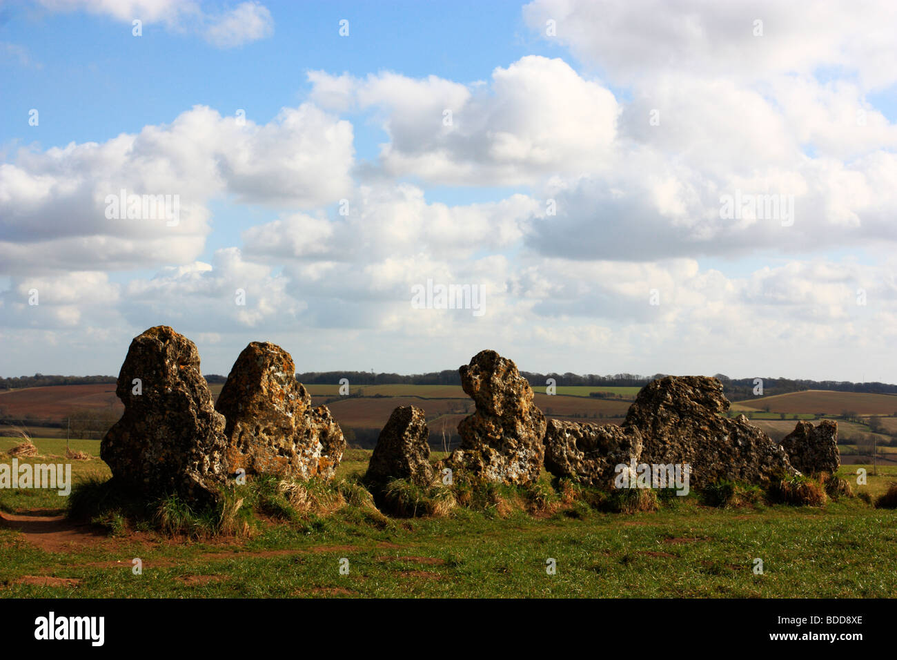 The Rollright stones, a megalithic stone circle in the Cotswolds Stock Photo
