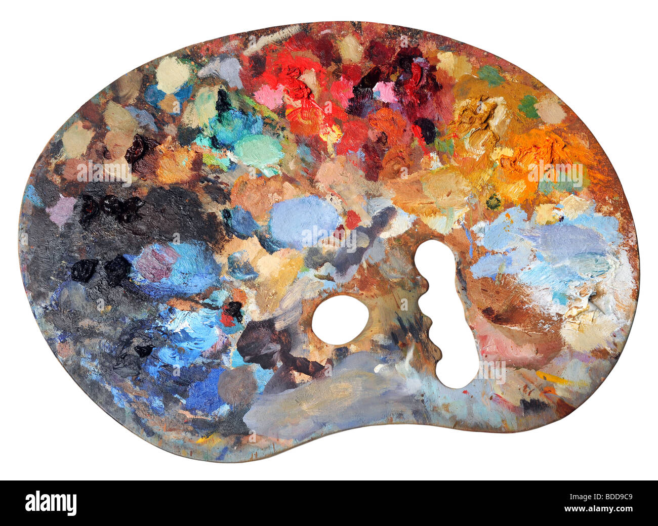 Ergonomic artist's palette isolated over a white background Stock Photo