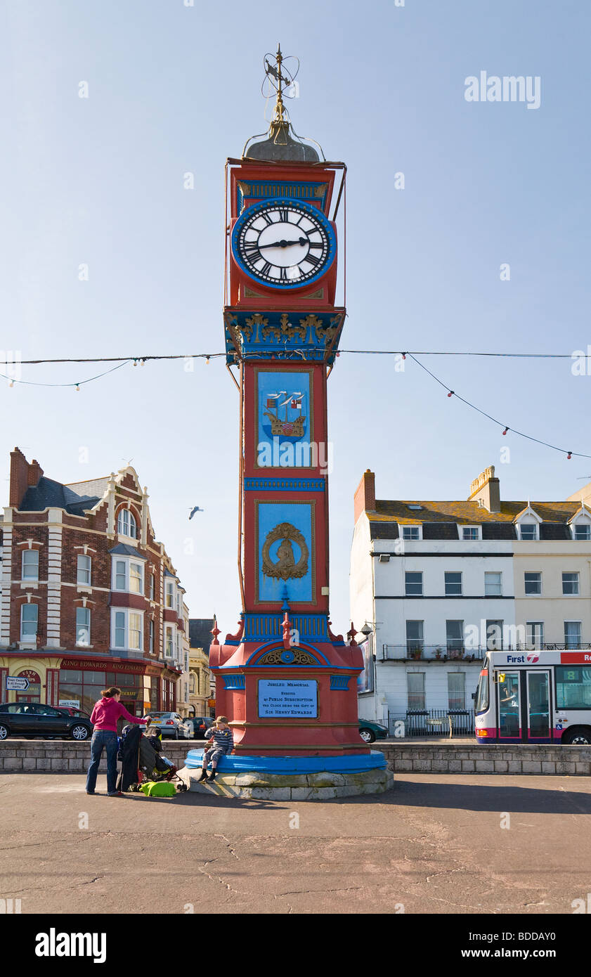 Victorian Jubilee Clock on Weymouth esplanade. Dorset coast. UK. Stock Photo