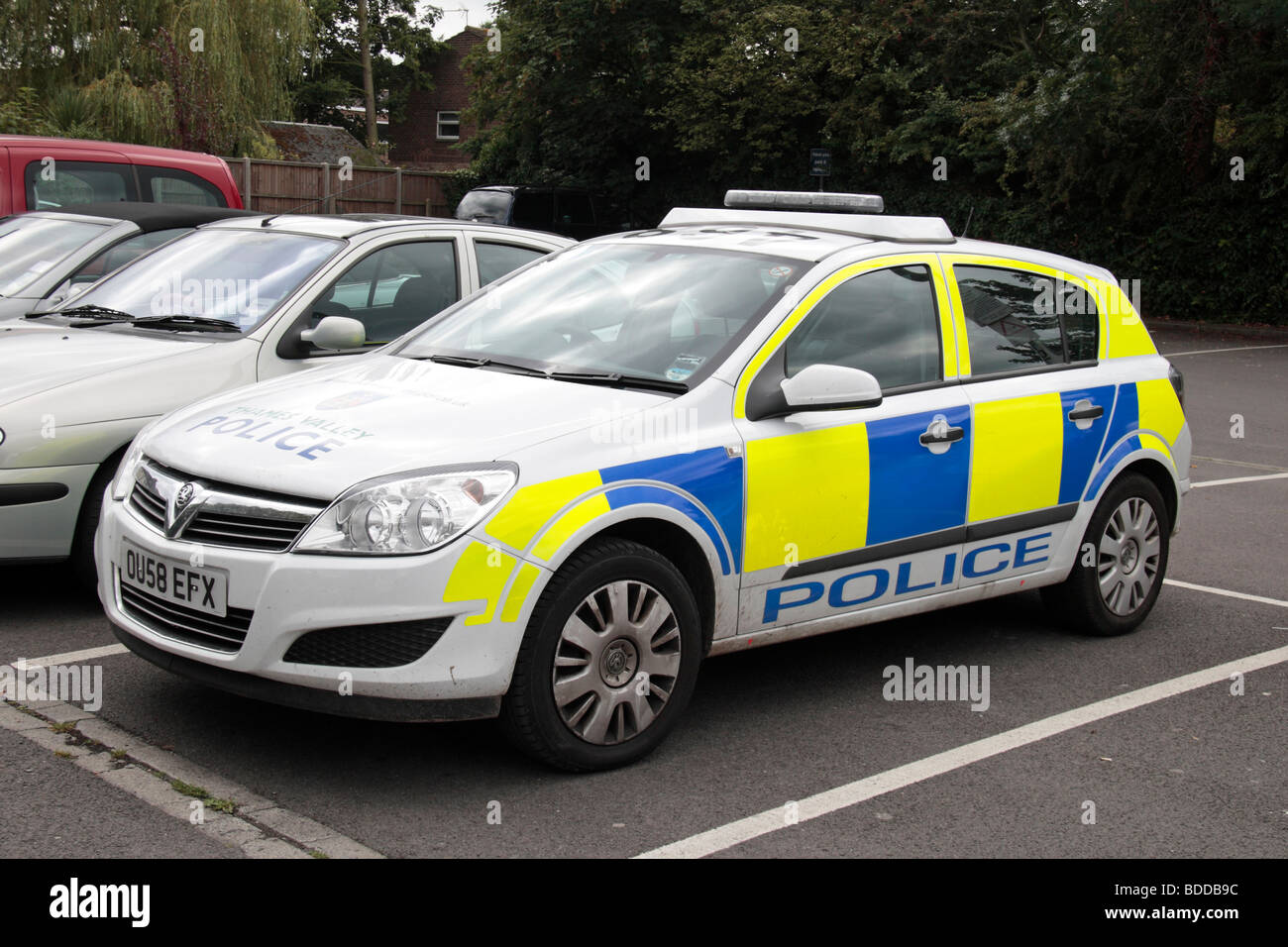 A Thames Valley Police car parked in Datchet, Berkshire. Stock Photo