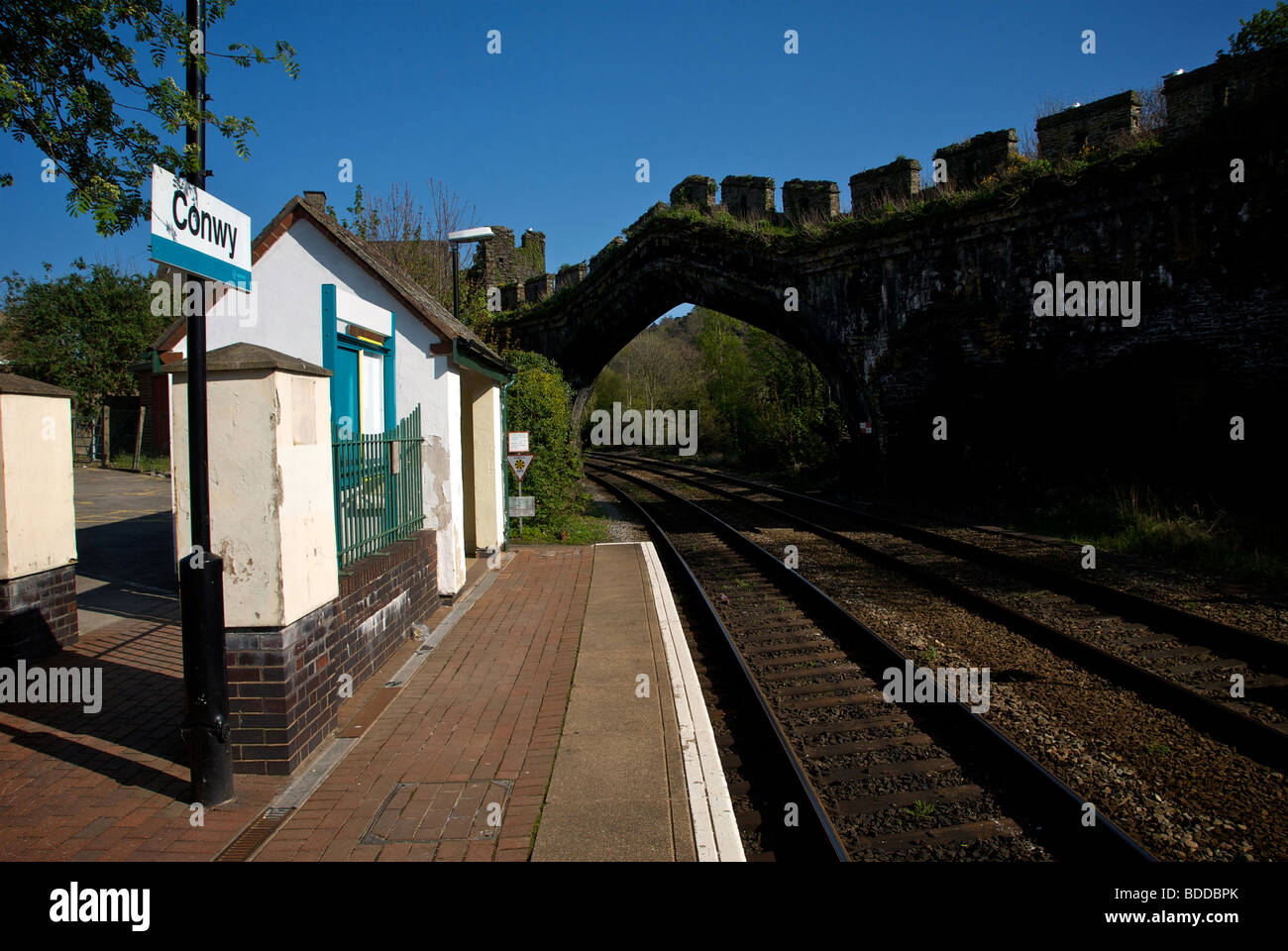 Conwy North Wales UK Castle Station Rails Platform Stock Photo - Alamy