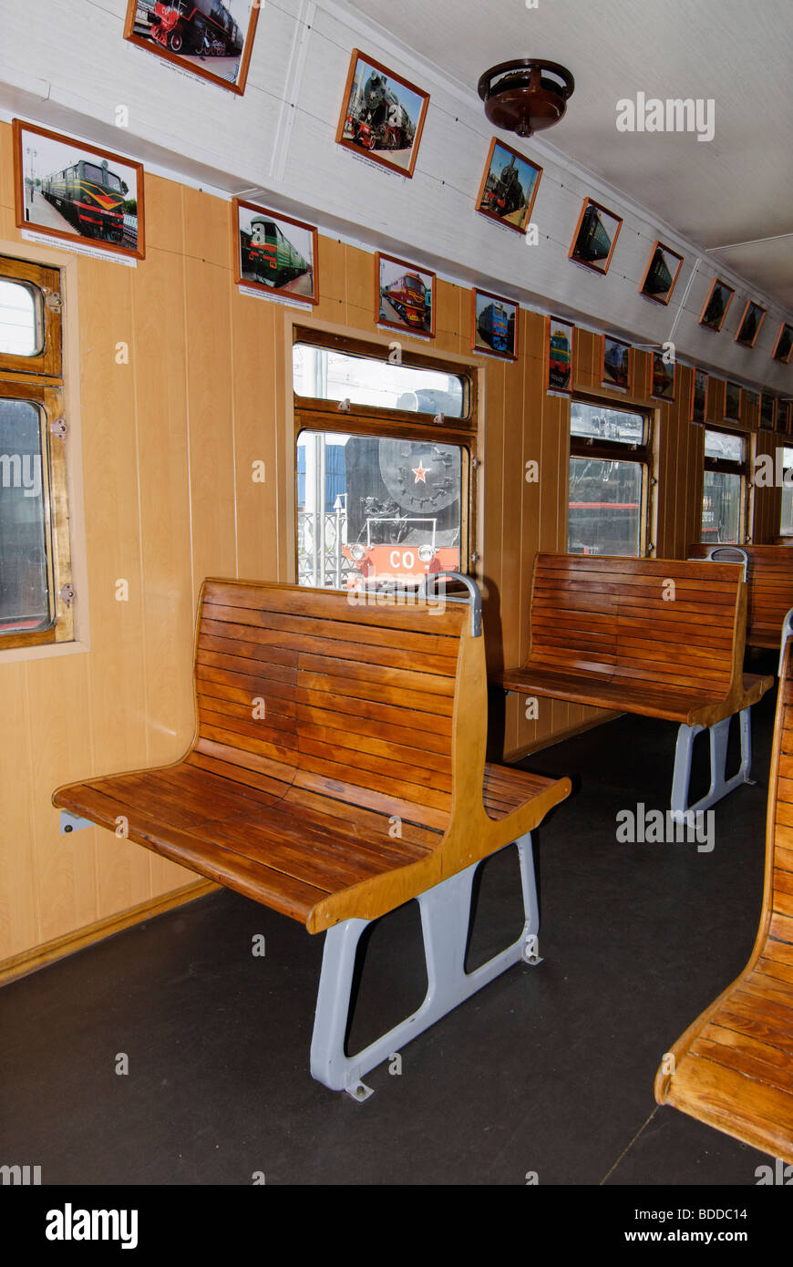 Inside of the intercity Soviet van Stock Photo