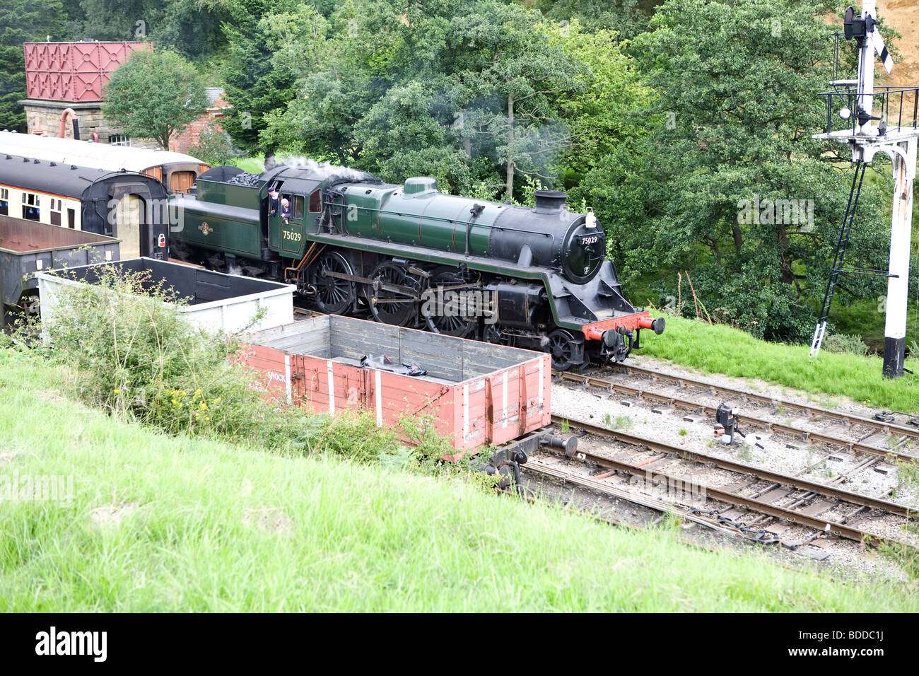old style steam engine train, Yorkshire, UK Stock Photo Alamy