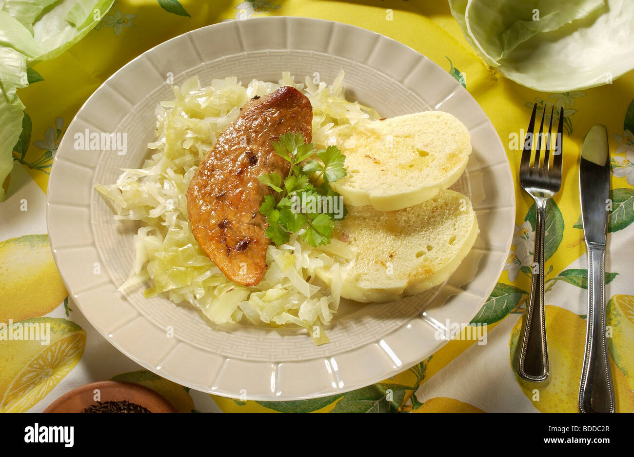 Light Pork with Dumplings and Sauerkraut Stock Photo Alamy