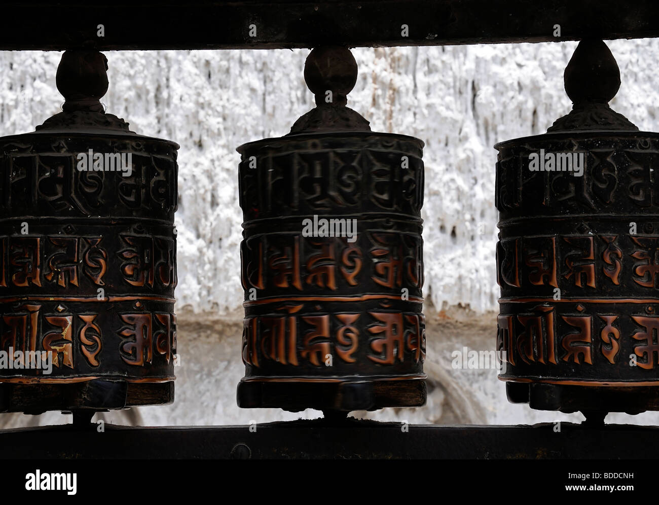 Prayer wheels at swayambhunath temple hi-res stock photography and ...