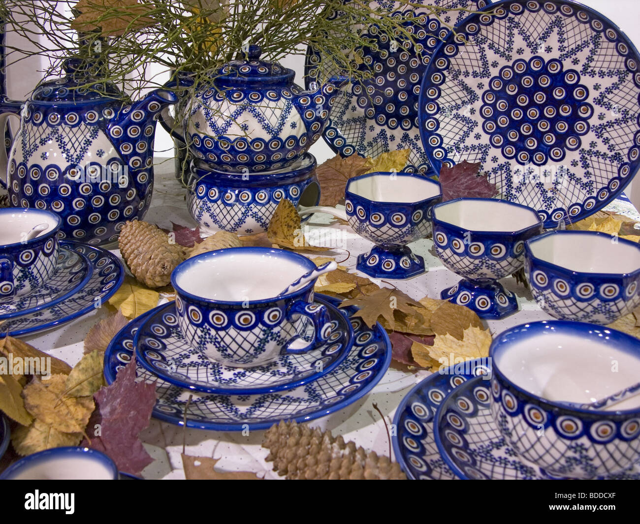 Porcelain from Boleslawiec in Poland Stock Photo