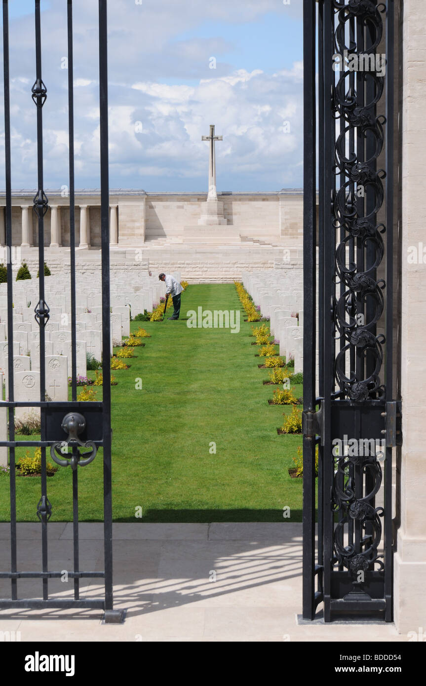 The entrance to the graveyard at Pozieres on The Somme Stock Photo