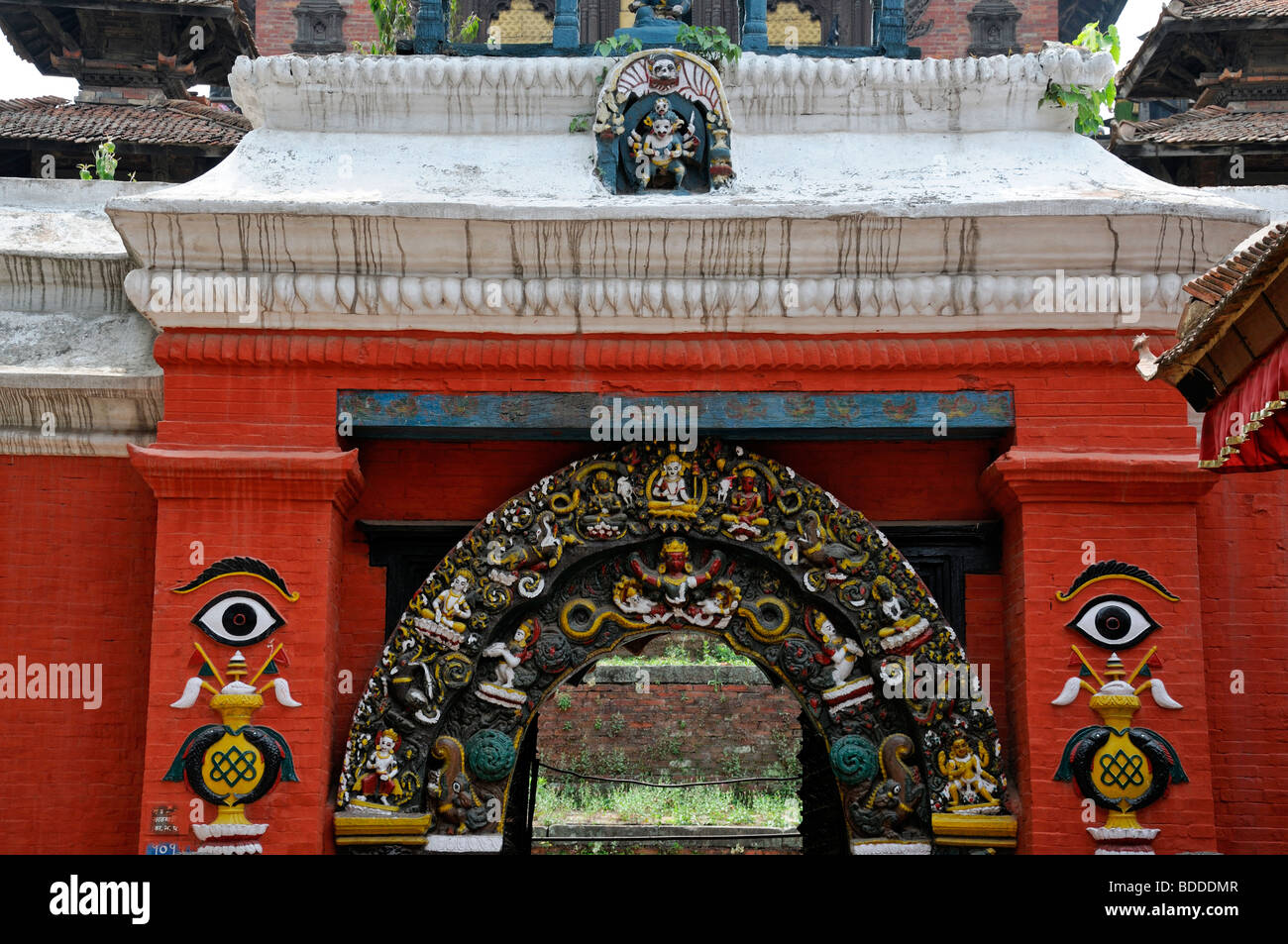 Lions Lion Gate Taleju Temple Durbar Square Kathmandu Nepal UNESCO world heritage site Stock Photo