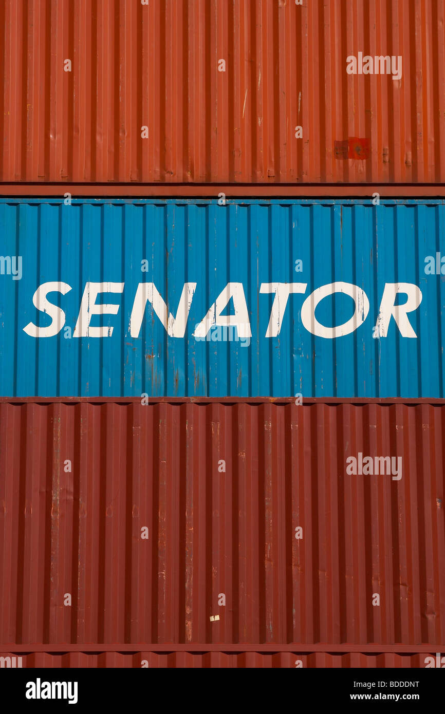 stacked containers 'Senator' Stock Photo - Alamy