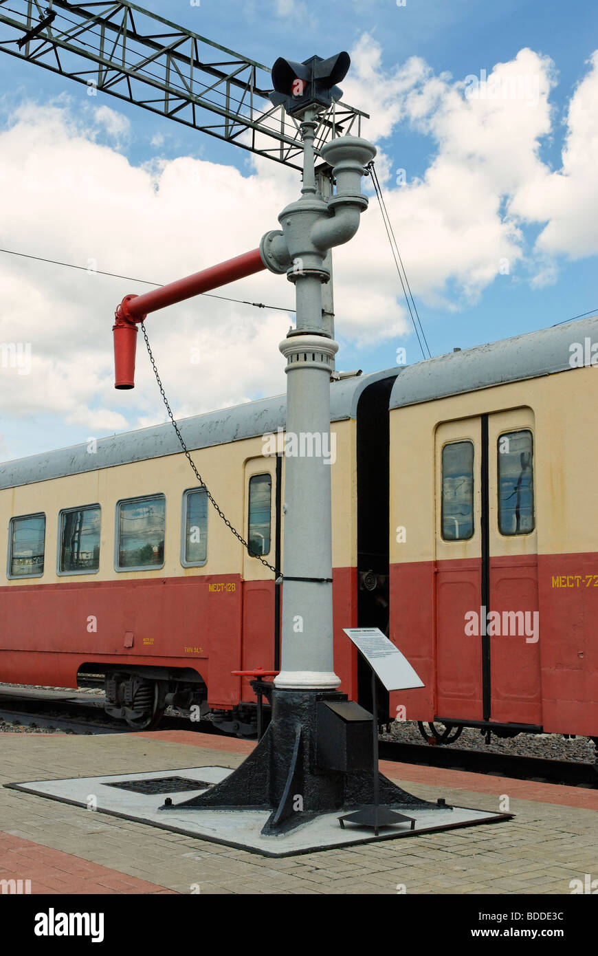 Water column for supply the steam locomotives by fresh water Stock Photo