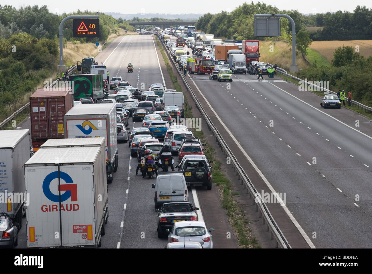 Road Traffic Accident On The M40 Stock Photo