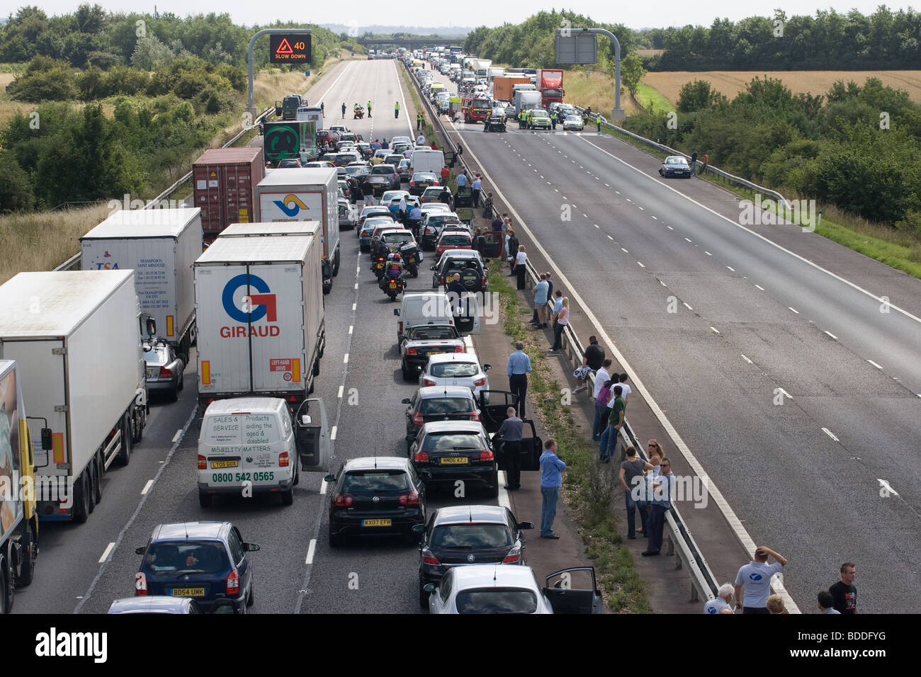 Road Traffic Accident On The M40 Stock Photo