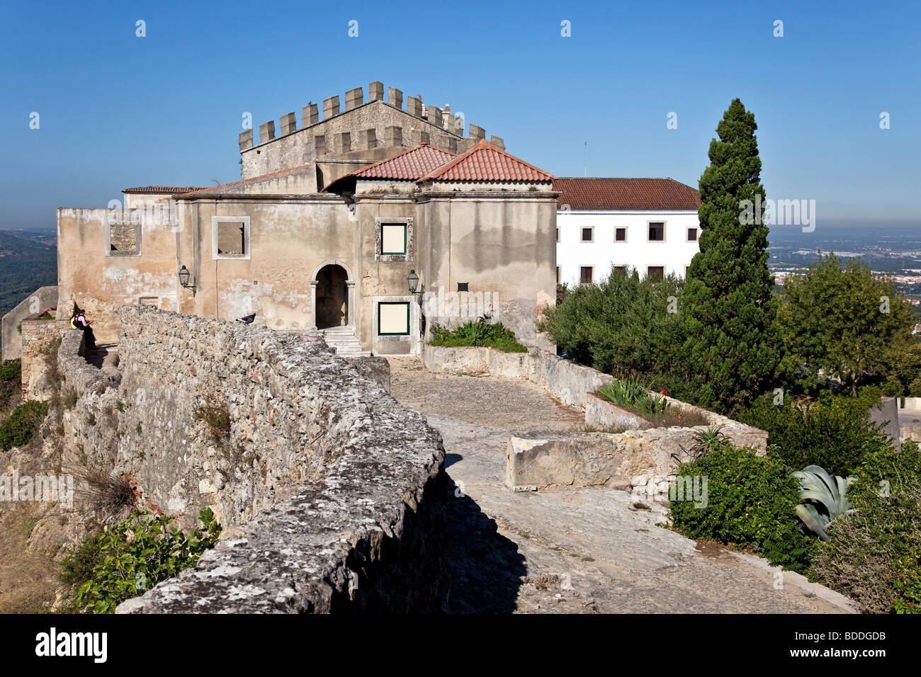 Capelo House and the Historical Hotel, inside the Palmela Castle. Palmela, Setubal District, Portugal. Stock Photo