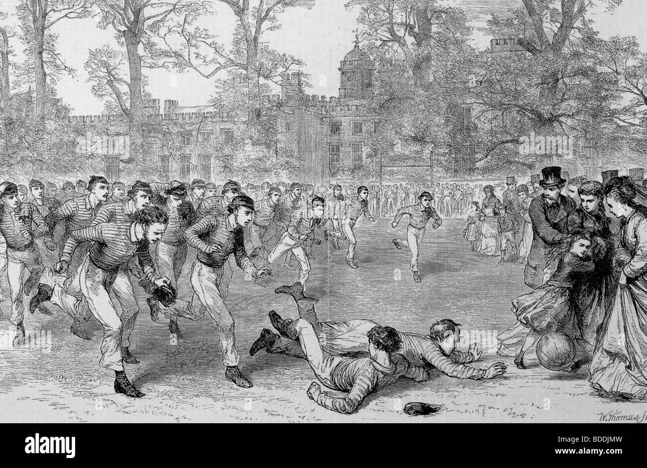 RUGBY  'The Rugby game as it is played at Rugby School' according to the The Graphic magazine in 1870 Stock Photo