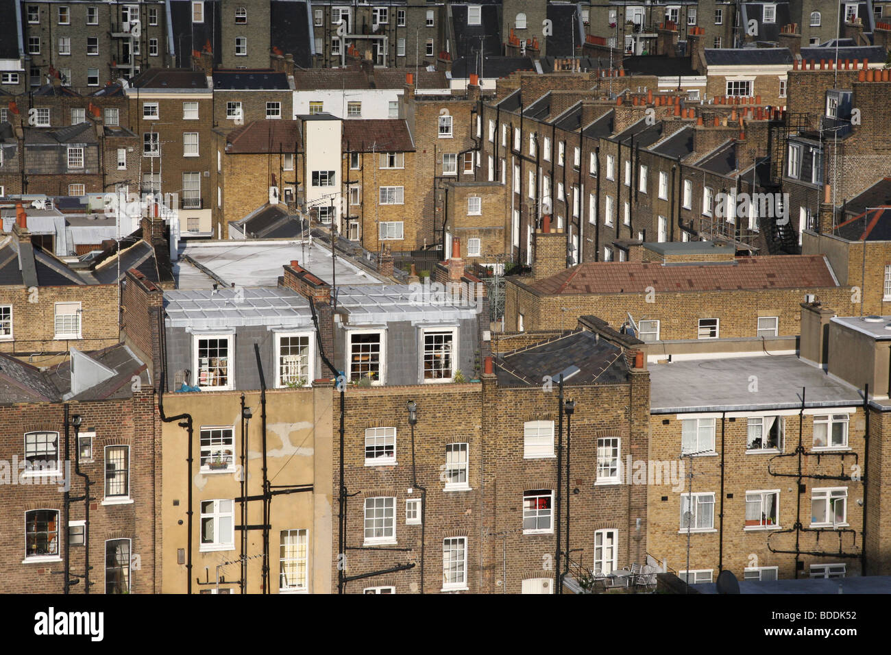 Aeriel view of housing in London east of Marylebone Station Stock Photo