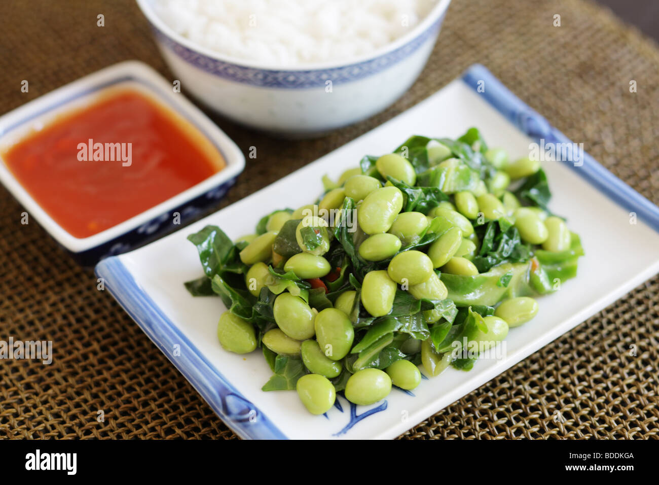 Fresh Healthy Edamame Bean Salad With Pak Choi Or Chinese Cabbage With No People Stock Photo Alamy